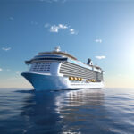 large luxurious cruise ship sailing in the sea on a sunny day.