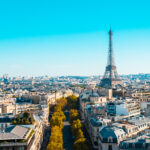 A cityscape of Paris under the sunlight and a blue sky in Fran